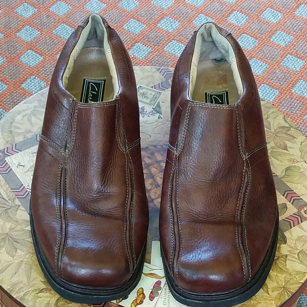 Clarks Mens 11M Brown Leather Loafers 71573